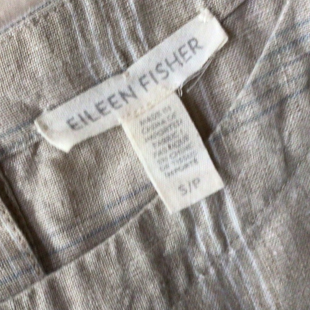 Eileen Fisher 3/4-Sleeve Catalan Linen Plaid Top, size SP - Picture 8 of 8